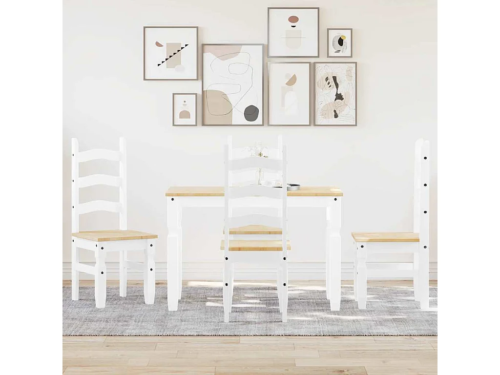 Ensemble à manger Panama 5 pcs blanc bois de pin massif
