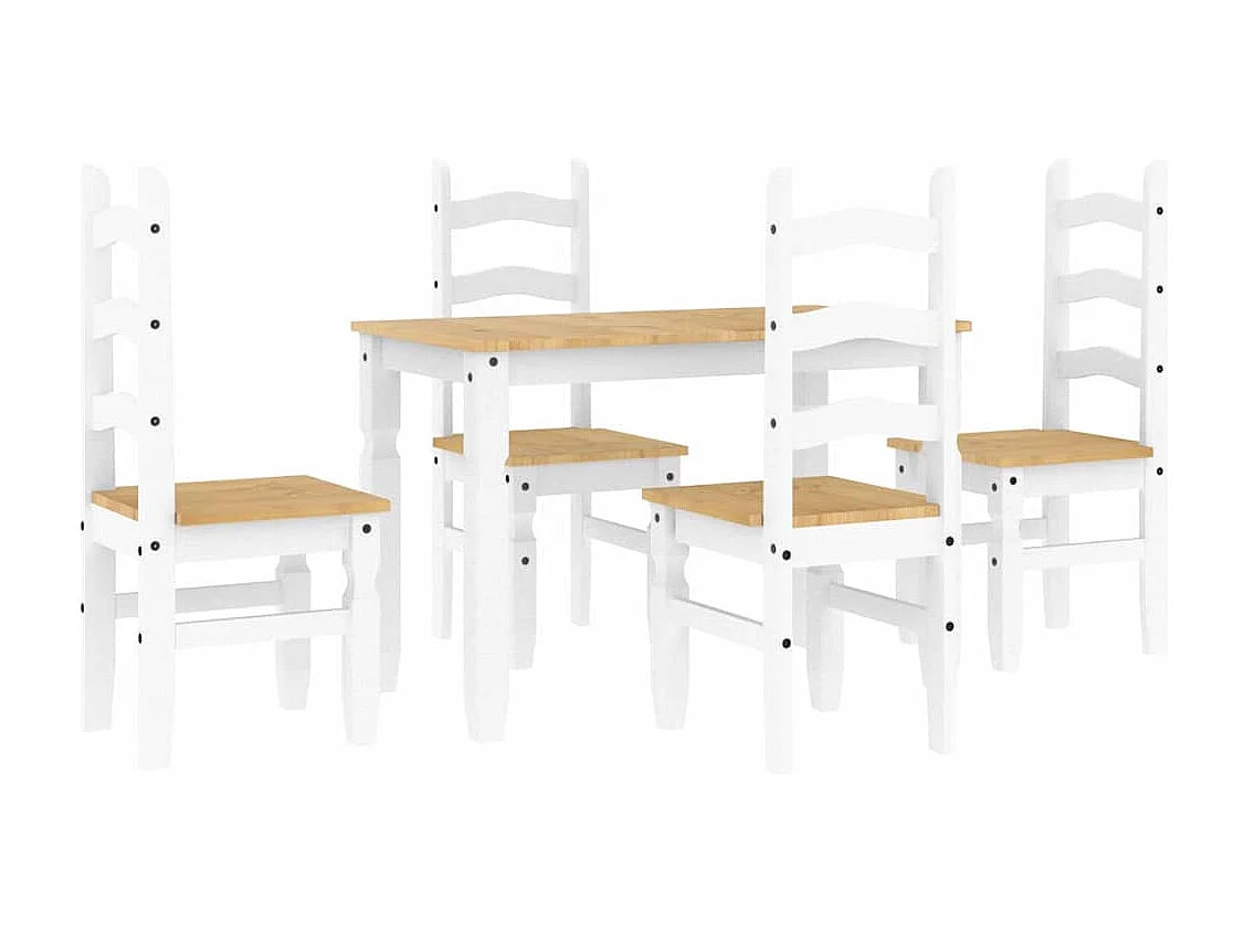 Ensemble à manger Panama 5 pcs blanc bois de pin massif