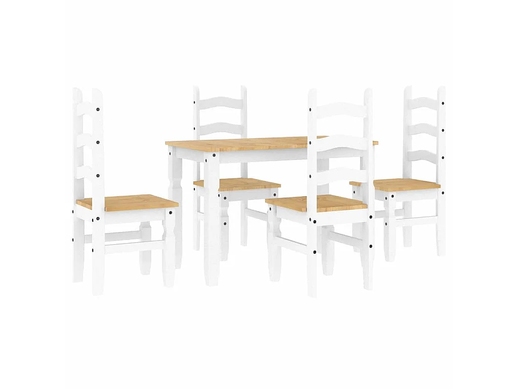 Ensemble à manger Panama 5 pcs blanc bois de pin massif