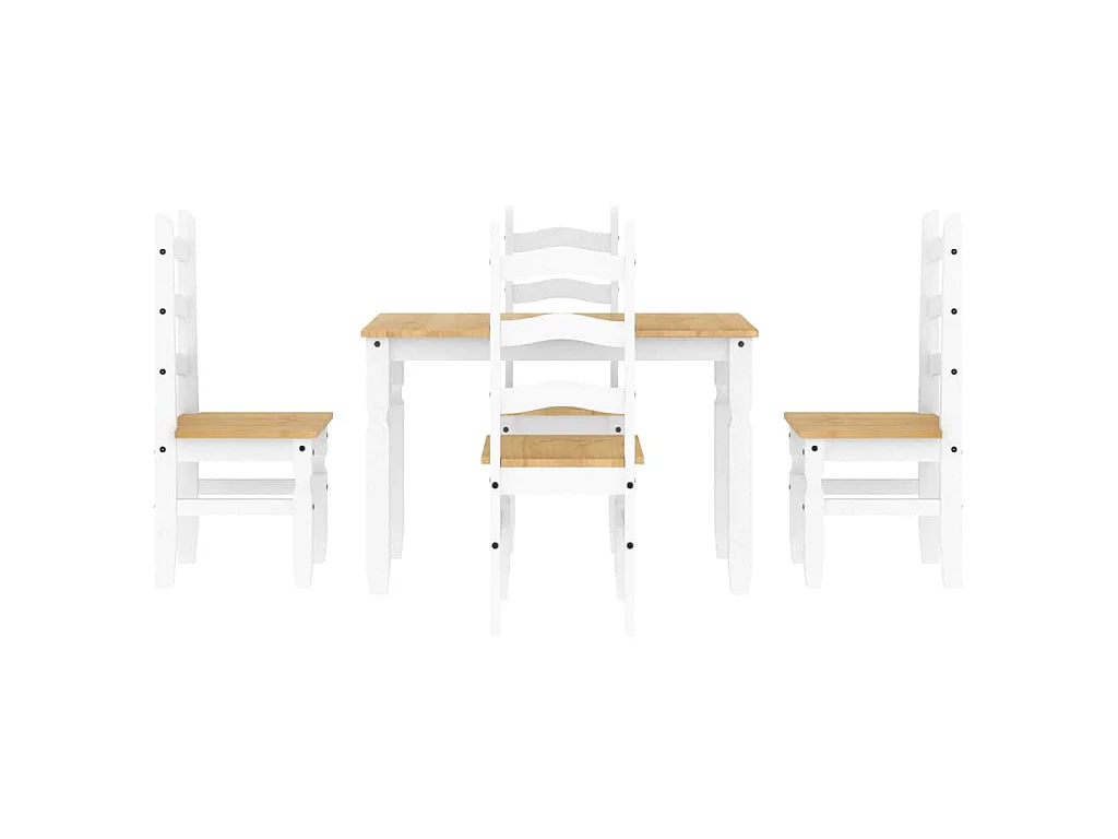 Ensemble à manger Panama 5 pcs blanc bois de pin massif