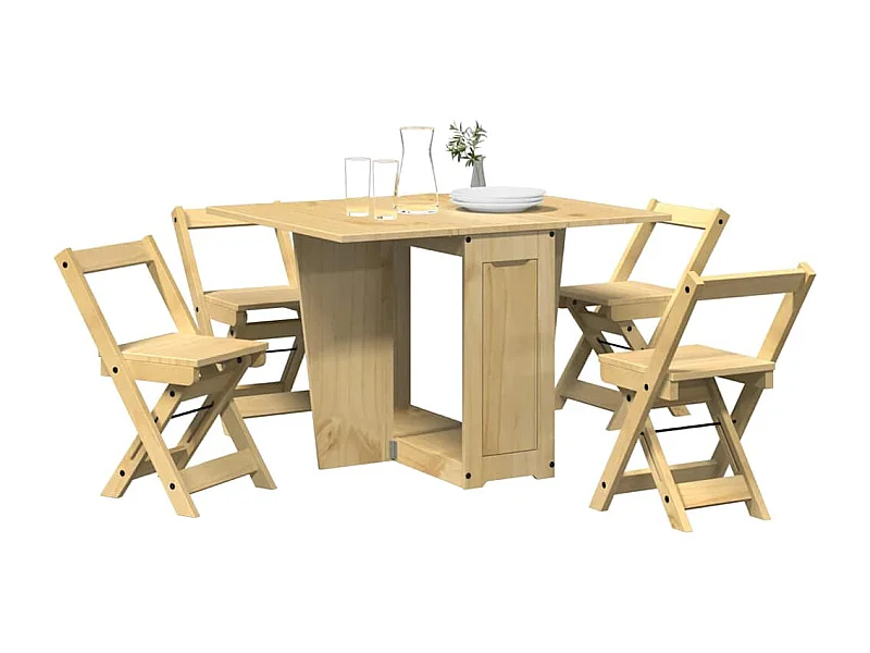 Juego de comedor plegable de 5 piezas Corona Butterfly, cera marrón pino