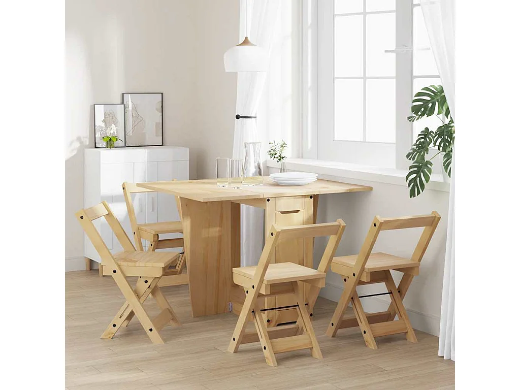 Set da pranzo pieghevole a forma di farfalla Corona da 5 pezzi, in pino cerato marrone