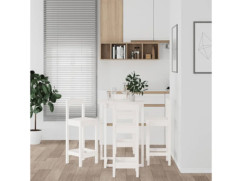 5-delige barset Wit Massief grenenhout