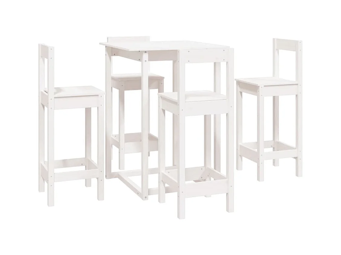 Juego de bar de 5 piezas Blanco Madera maciza de pino