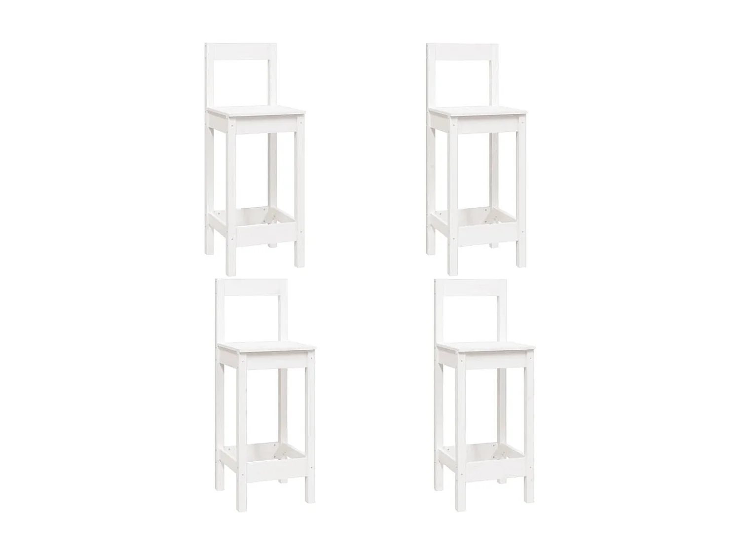 Ensemble de bar 5 pcs Blanc Bois de pin massif