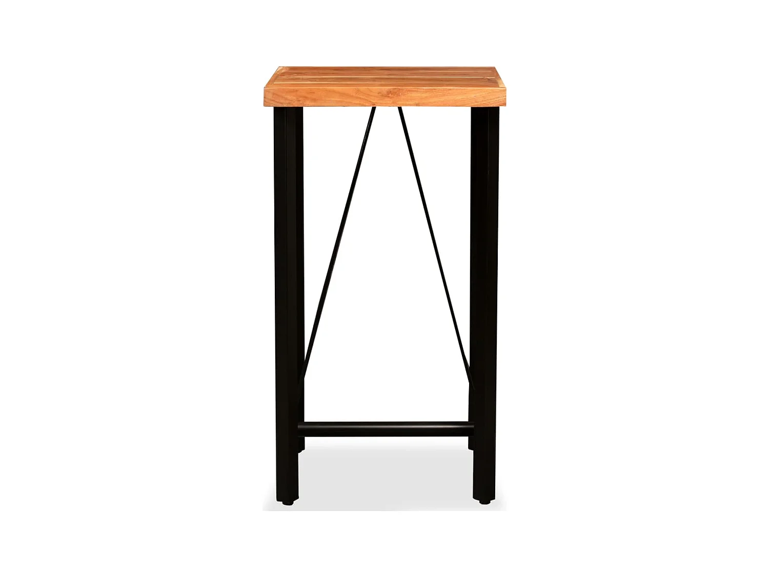 Juego de bar de 3 piezas Madera de acacia Cuero genuino y lona