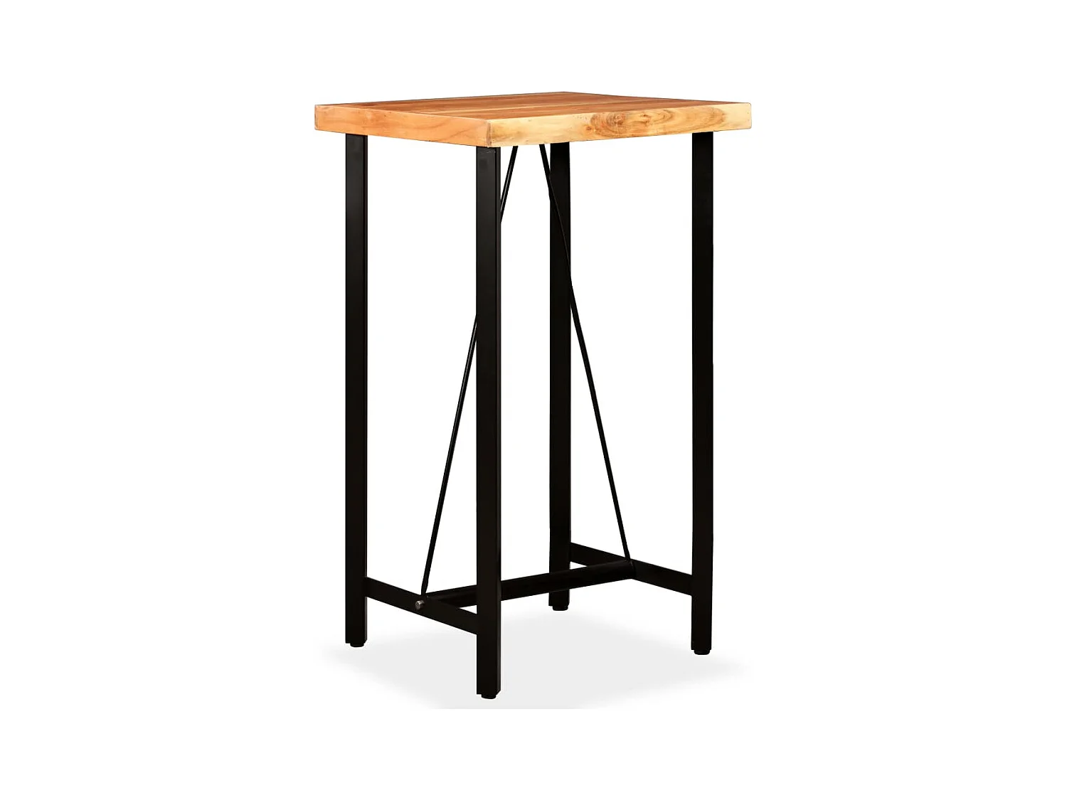 Juego de bar de 3 piezas Madera de acacia Cuero genuino y lona