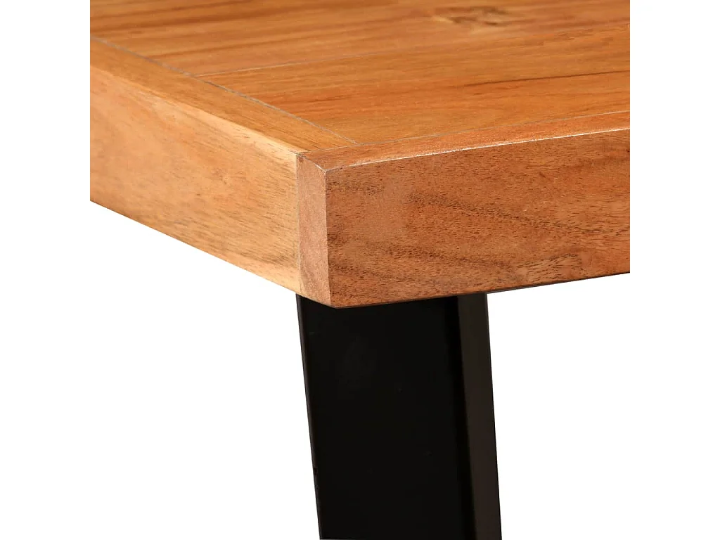 Set da bar da 3 pezzi in legno massello di acacia e vera pelle