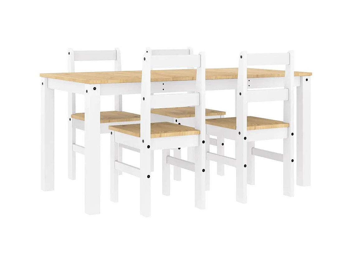 Panama 5-delige eetkamerset wit massief grenenhout