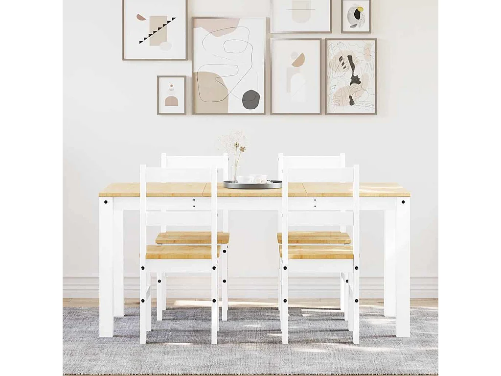 Ensemble à manger Panama 5 pcs blanc bois de pin massif