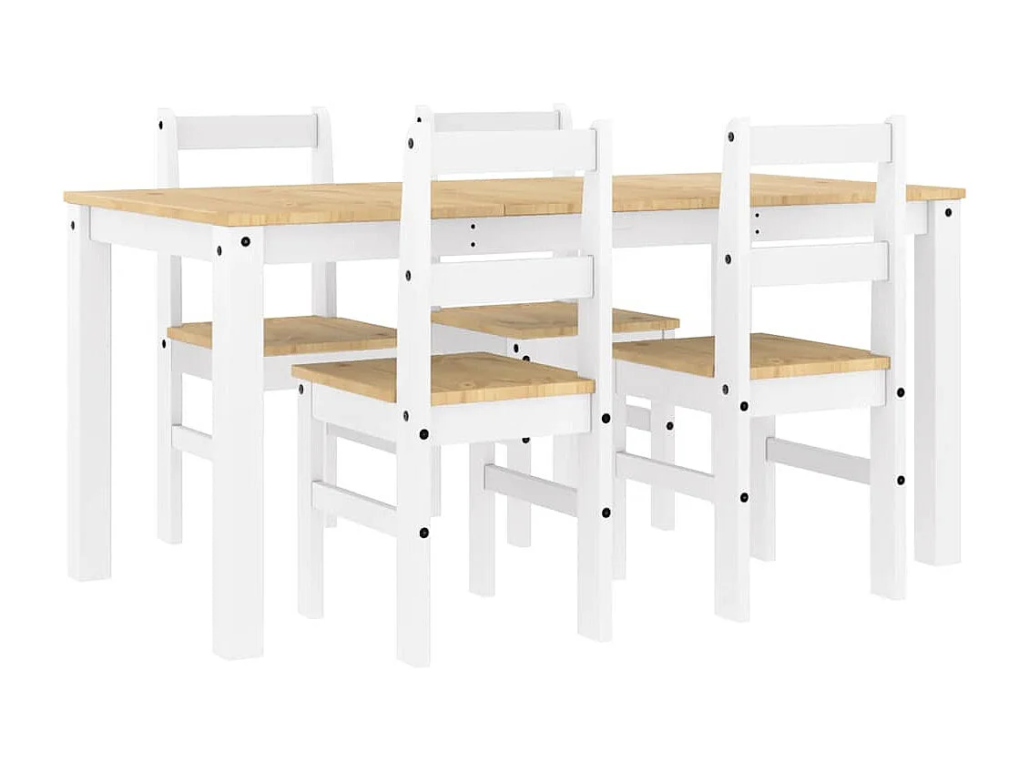 Ensemble à manger Panama 5 pcs blanc bois de pin massif