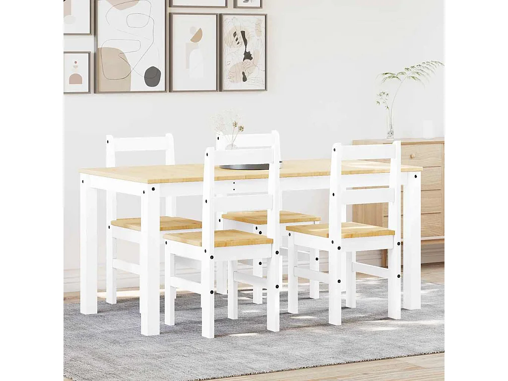 Ensemble à manger Panama 5 pcs blanc bois de pin massif