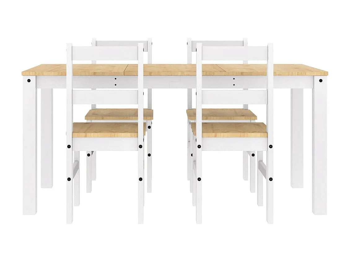 Ensemble à manger Panama 5 pcs blanc bois de pin massif