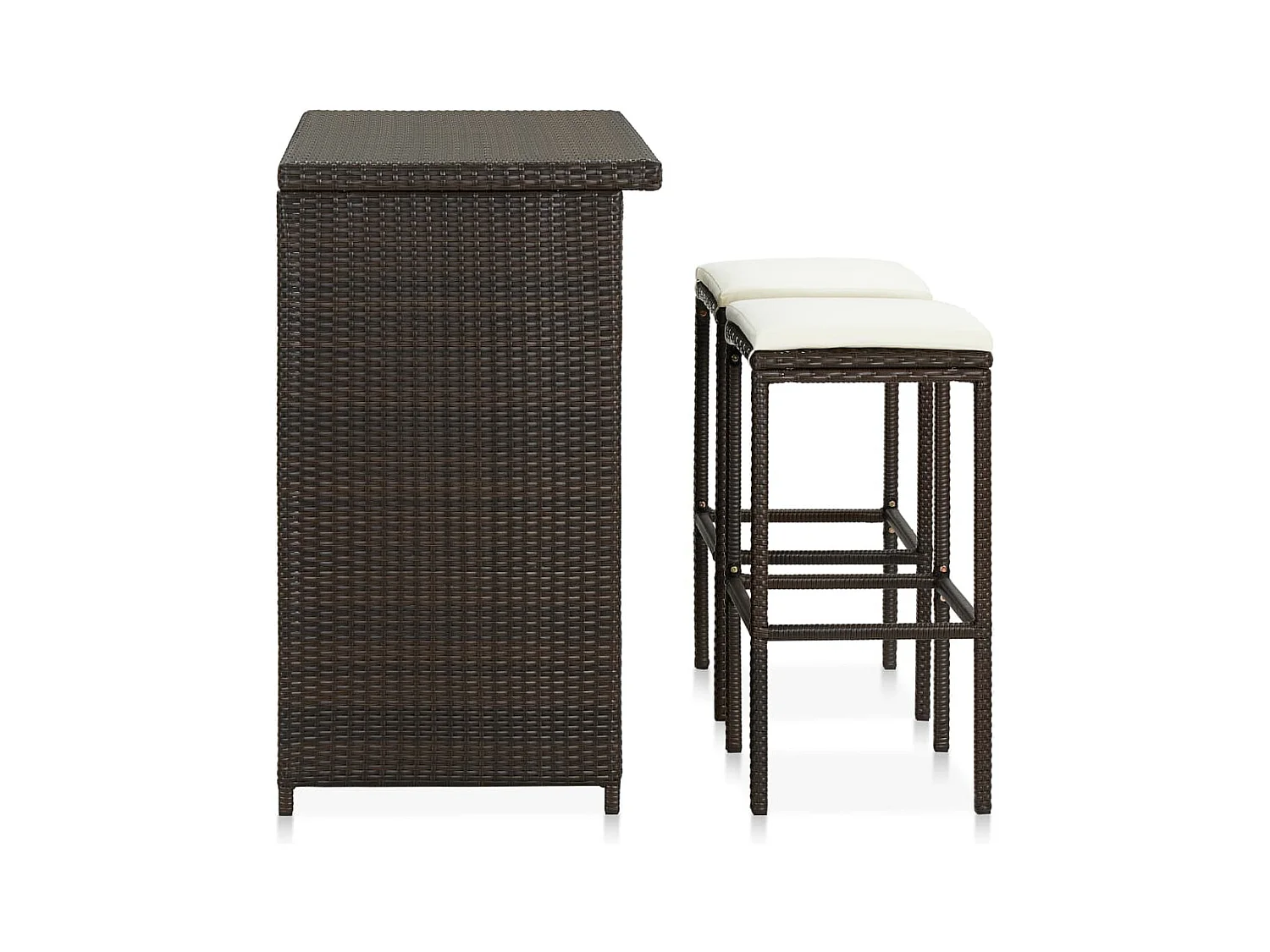 Juego de bar de 3 piezas, resina tejida marrón