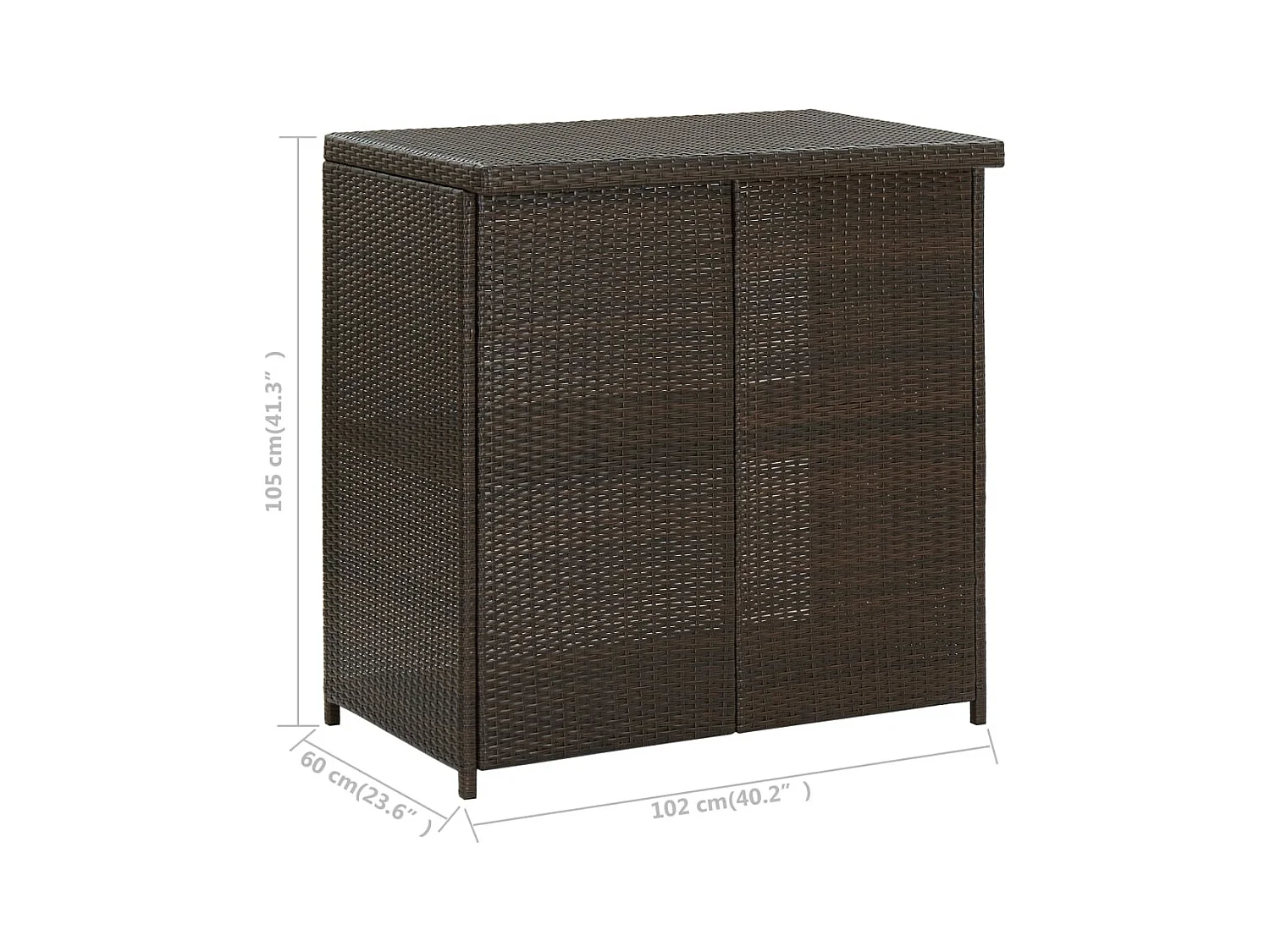 Juego de bar de 3 piezas, resina tejida marrón