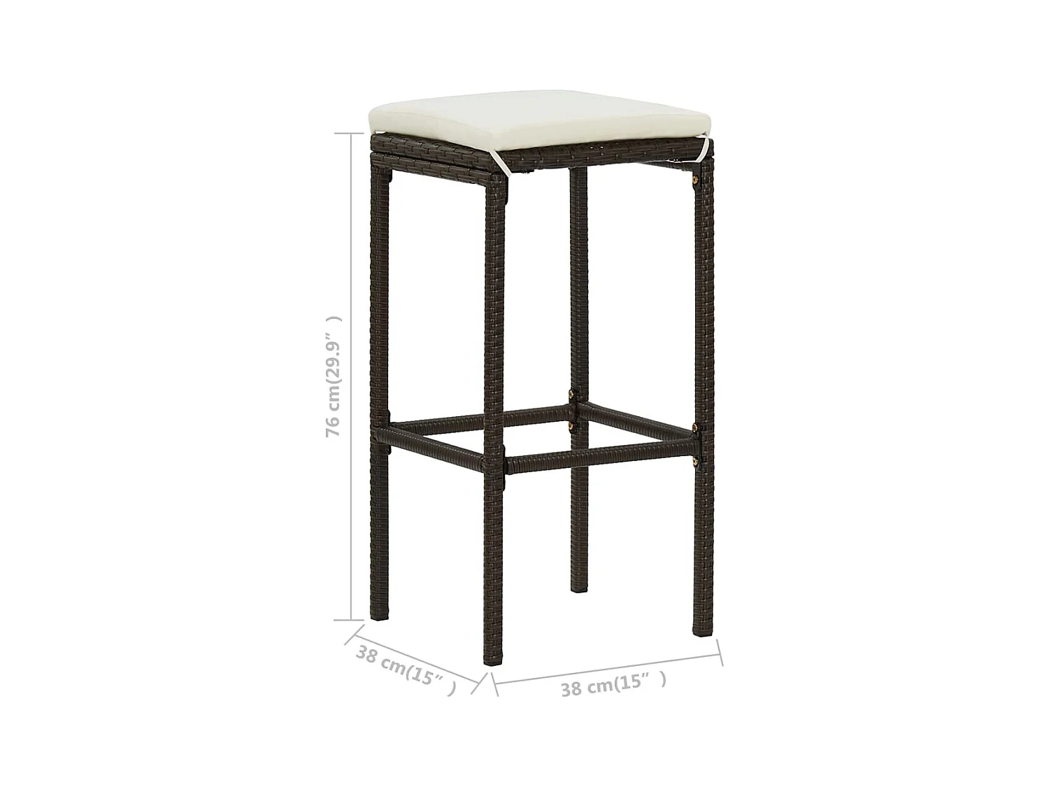 Juego de bar de 3 piezas, resina tejida marrón