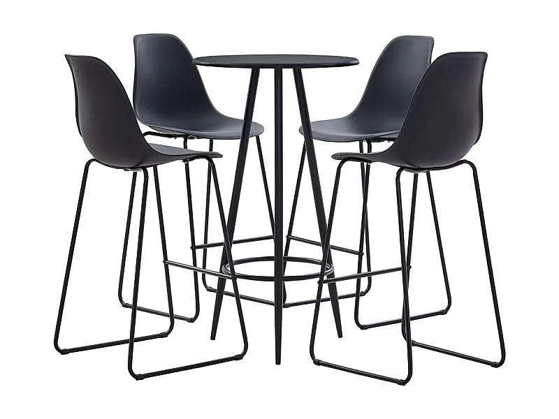 5-delige barset, zwart kunststof