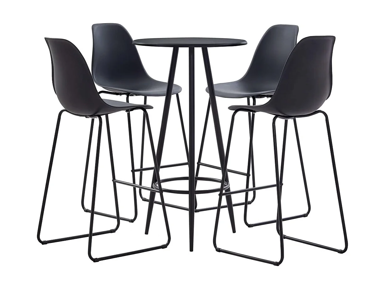 Juego de barra de 5 piezas, plástico negro