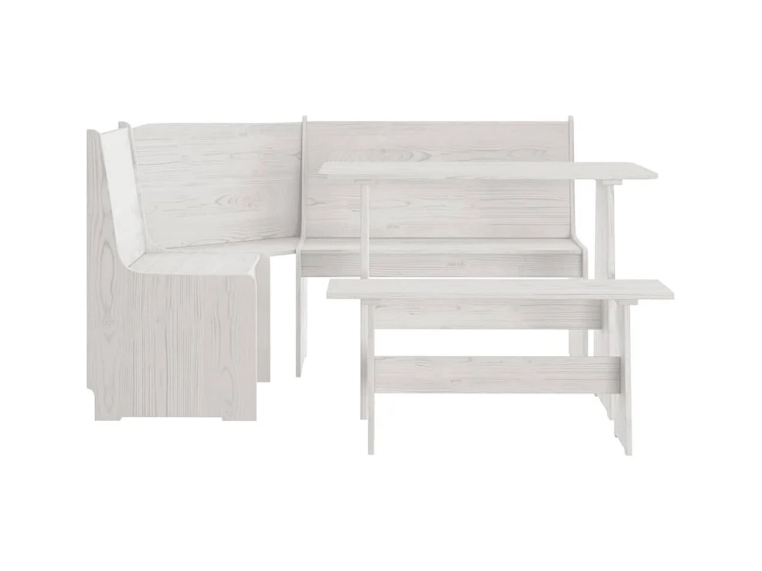 Conjunto de comedor REINE de 3 piezas en madera maciza de pino blanco