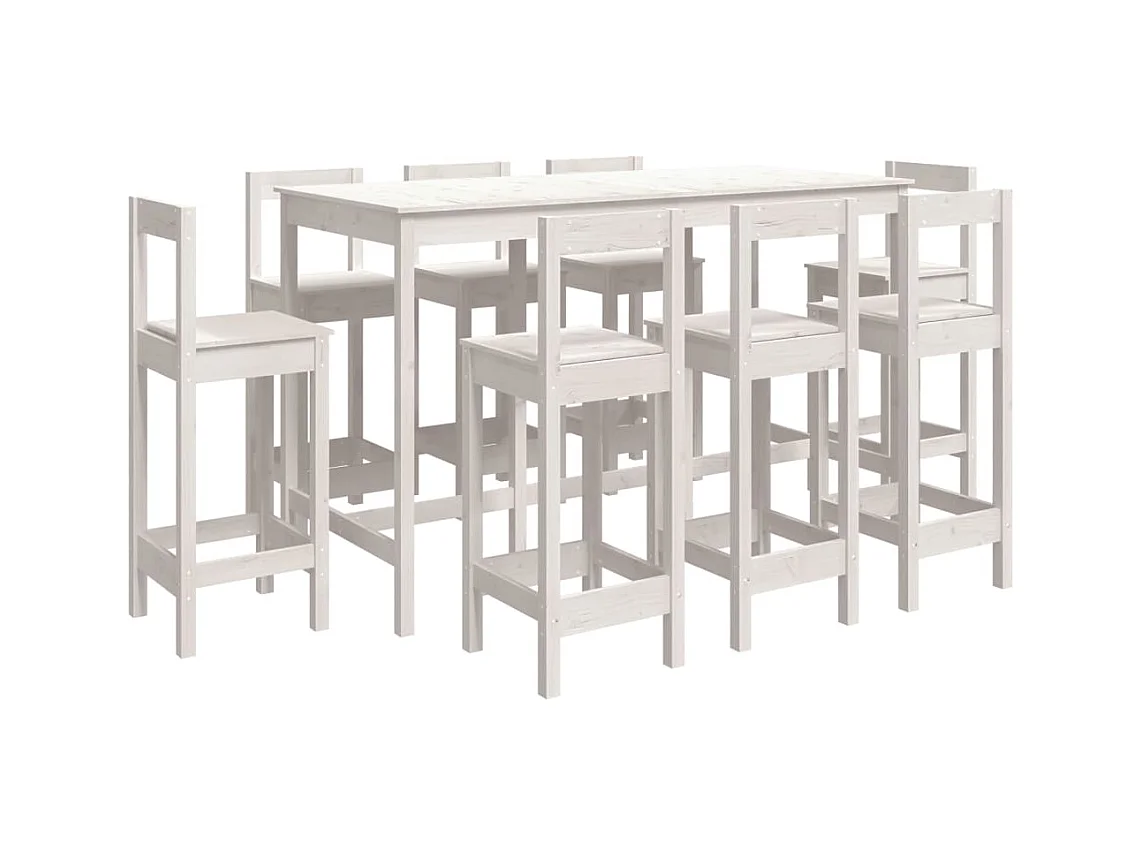 9-delige barset Wit Massief grenenhout