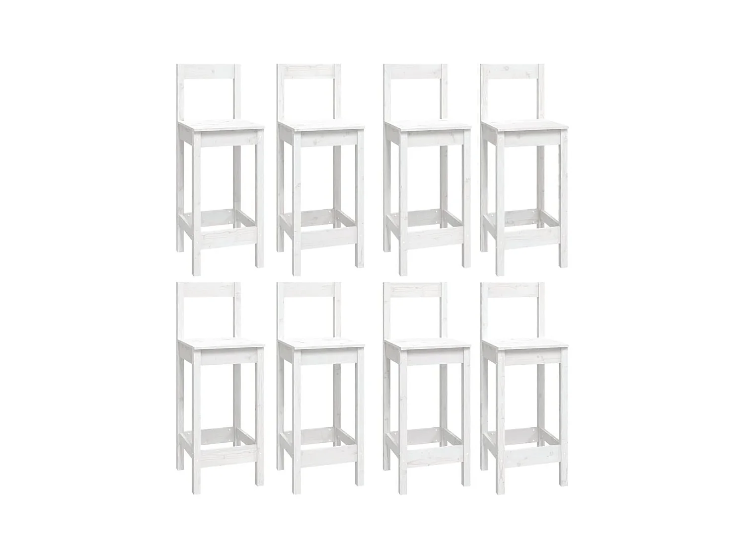 9-delige barset Wit Massief grenenhout