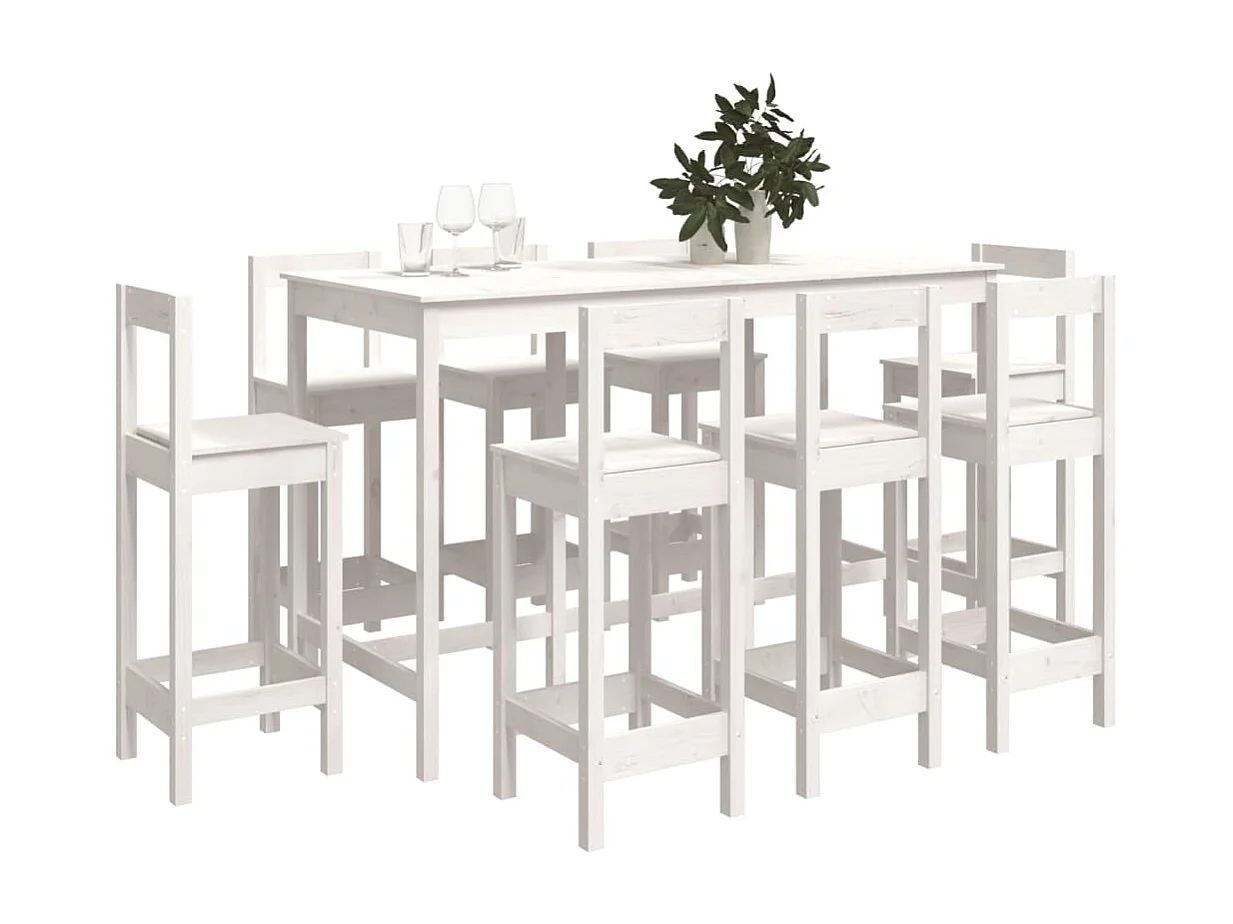 9-delige barset Wit Massief grenenhout