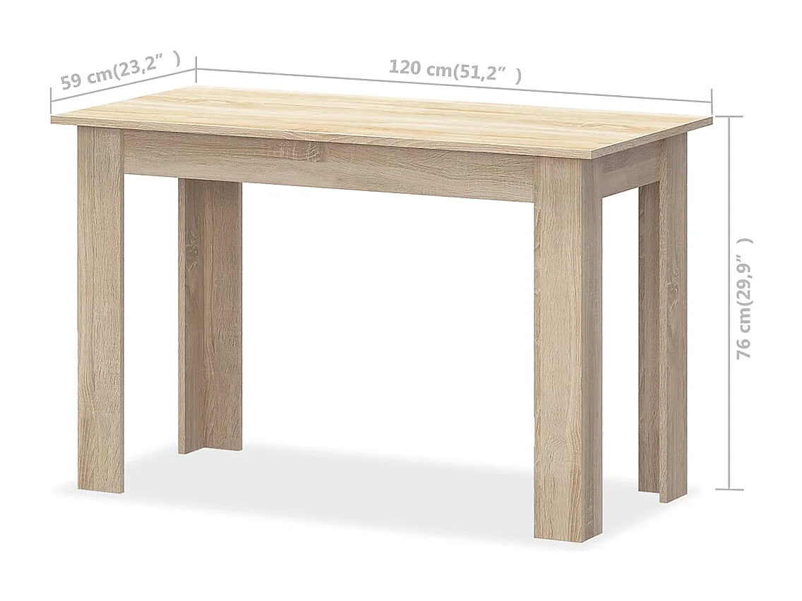 Conjunto de mesa de comedor y banco de 3 piezas, madera de ingeniería, roble