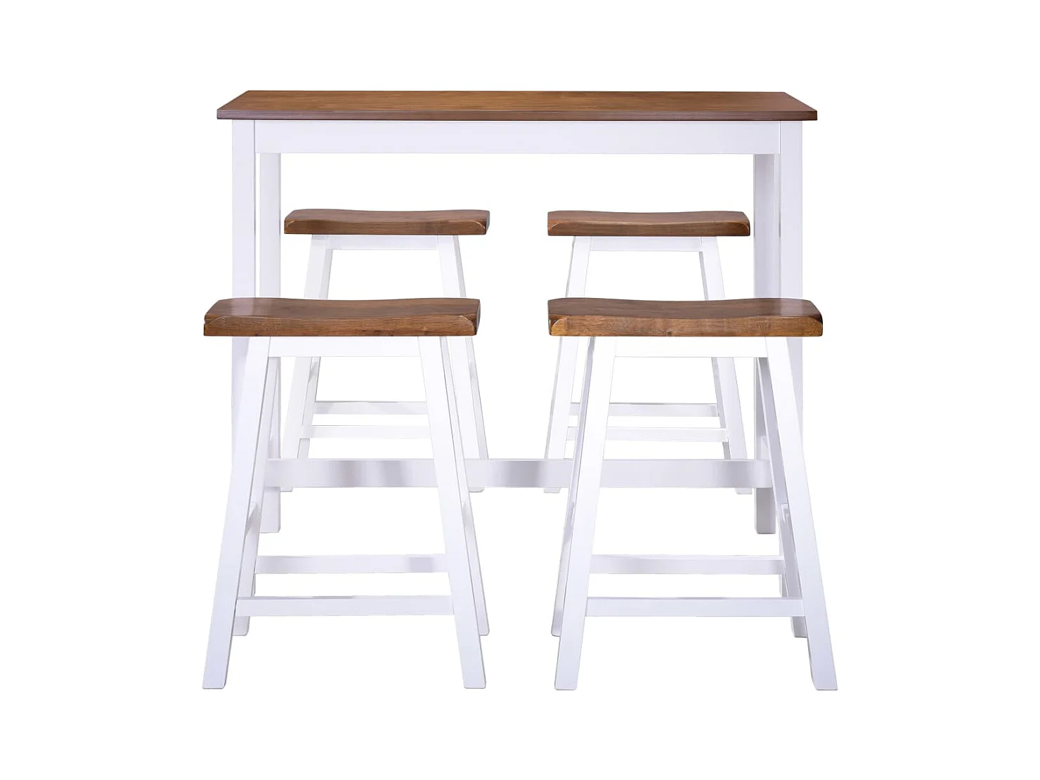 Juego de mesa de bar y taburete de madera maciza de 5 piezas