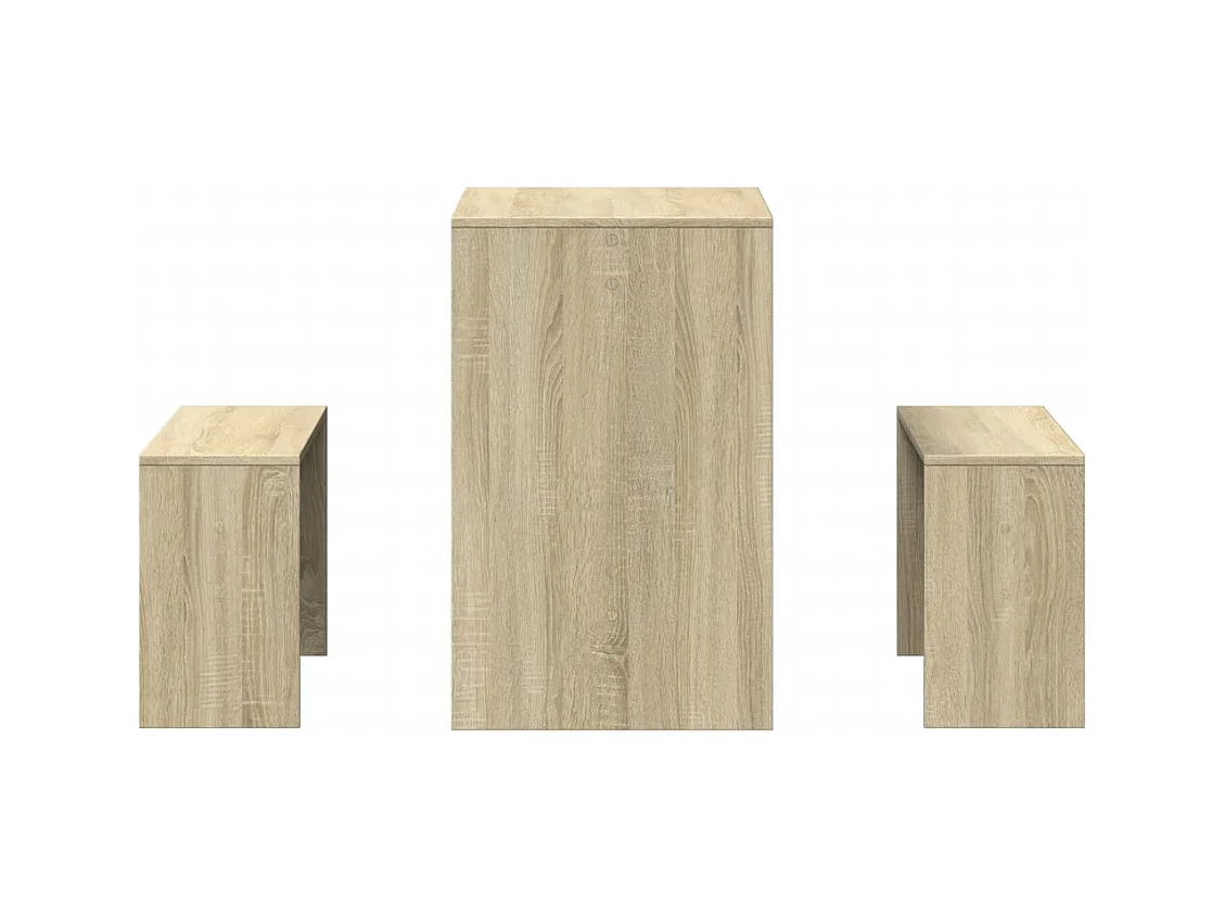 Juego de mesa de comedor y banco de madera de ingeniería de 3 piezas