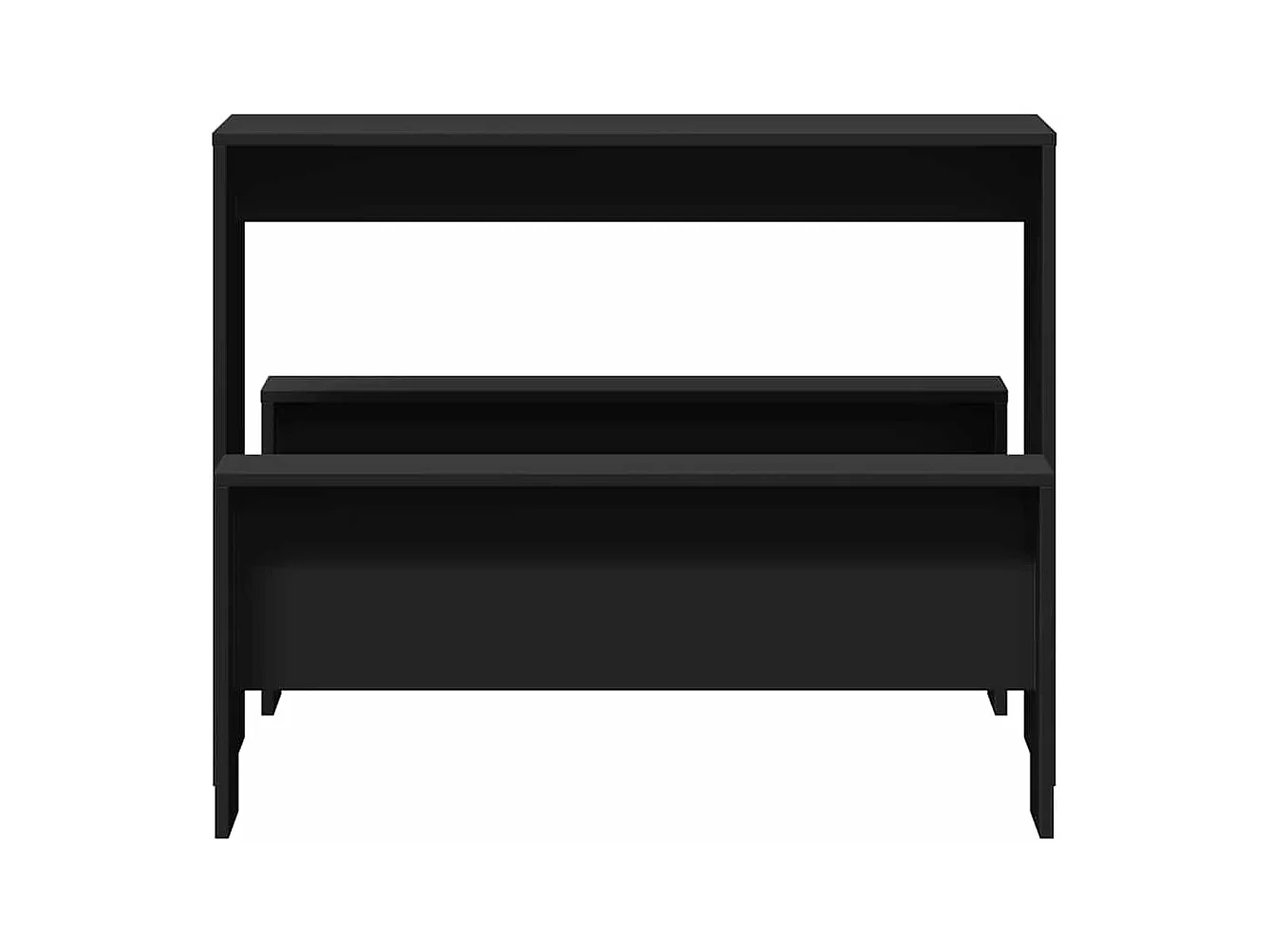 Conjunto de mesa de comedor y banco de 3 piezas, color negro, madera de ingeniería