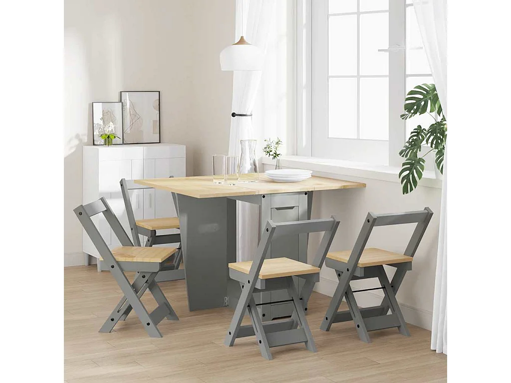 Ensemble à manger papillon 5 pcs Corona pliable gris bois pin