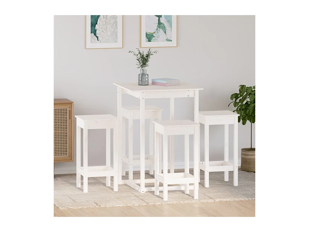 5-delige barset Wit Massief grenenhout