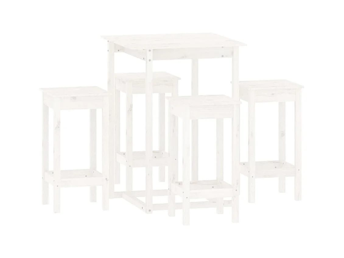 5-delige barset Wit Massief grenenhout