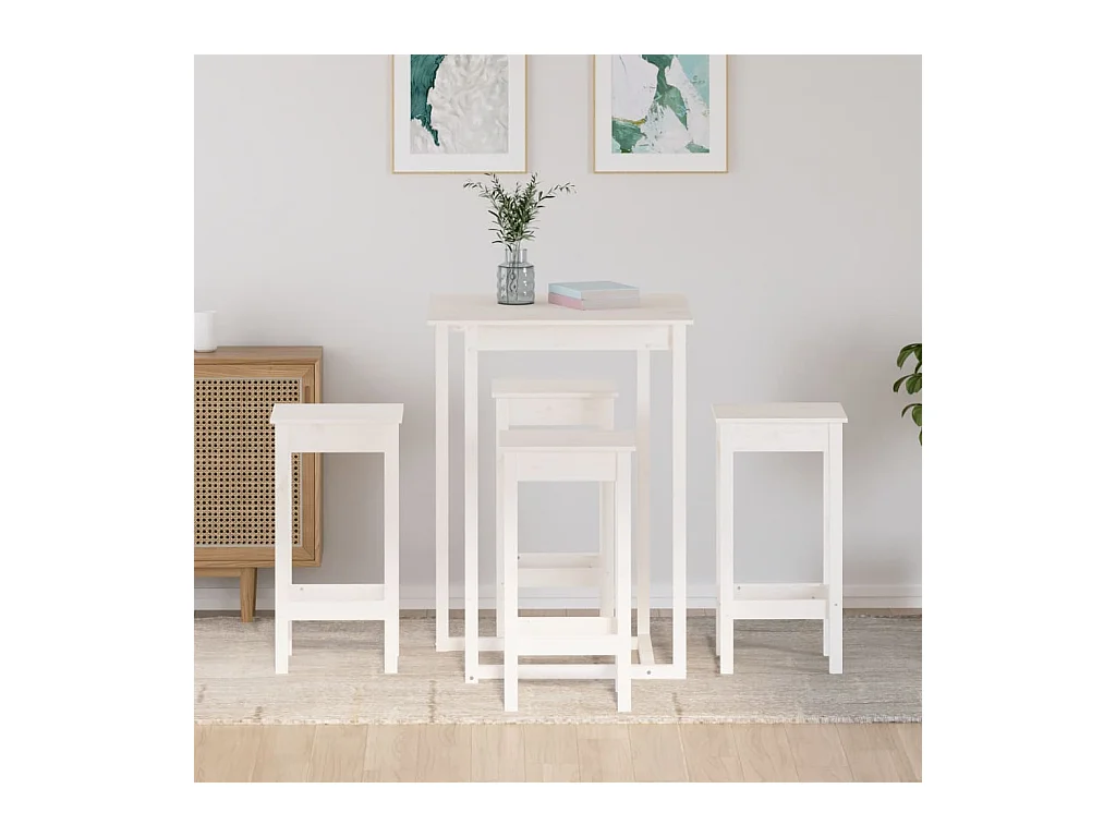 5-delige barset Wit Massief grenenhout