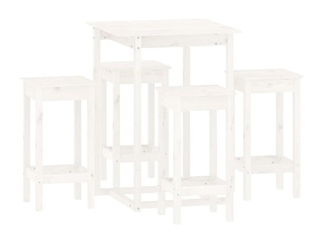 Ensemble de bar 5 pcs Blanc Bois de pin massif