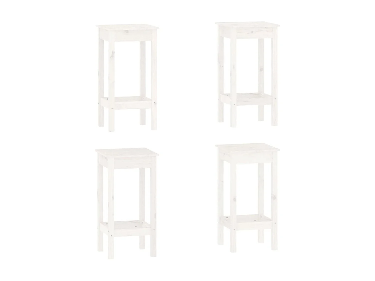 Ensemble de bar 5 pcs Blanc Bois de pin massif