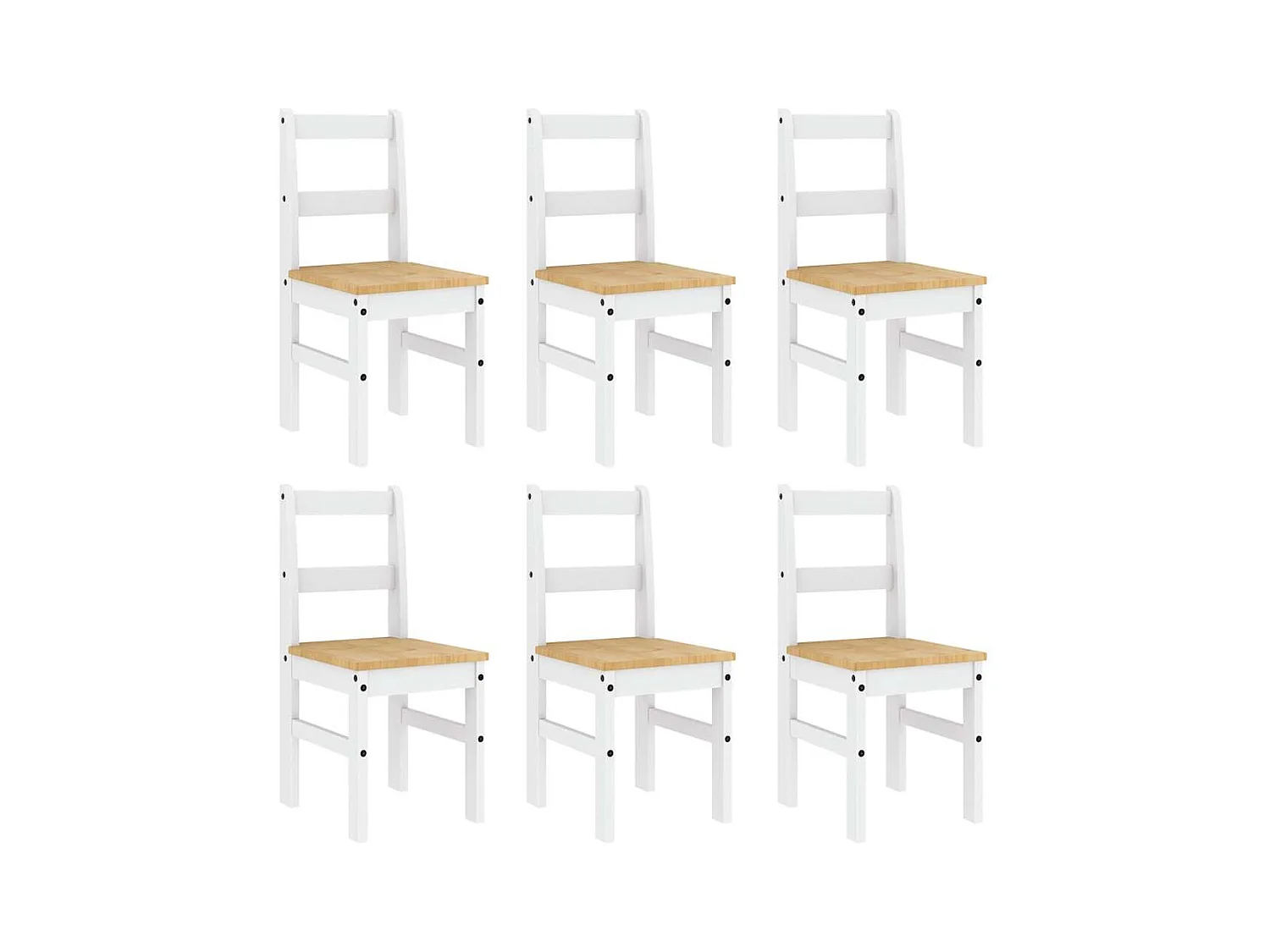 Ensemble à manger Panama 7 pcs blanc bois de pin massif