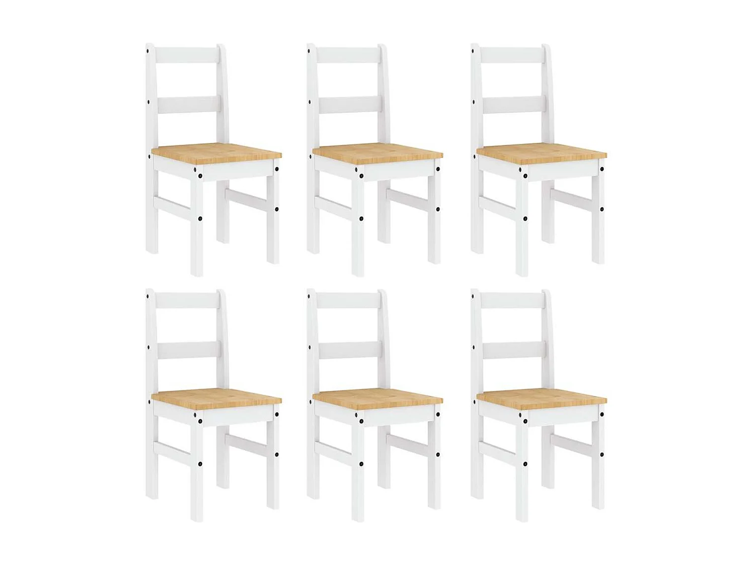 Set da pranzo Panama da 7 pezzi in legno massello di pino bianco