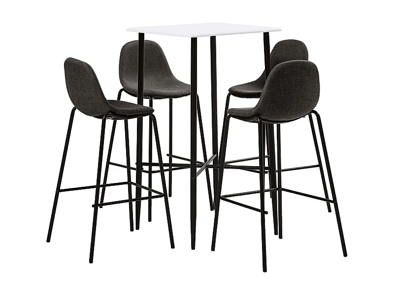 5-delige barset, donkergrijze stof