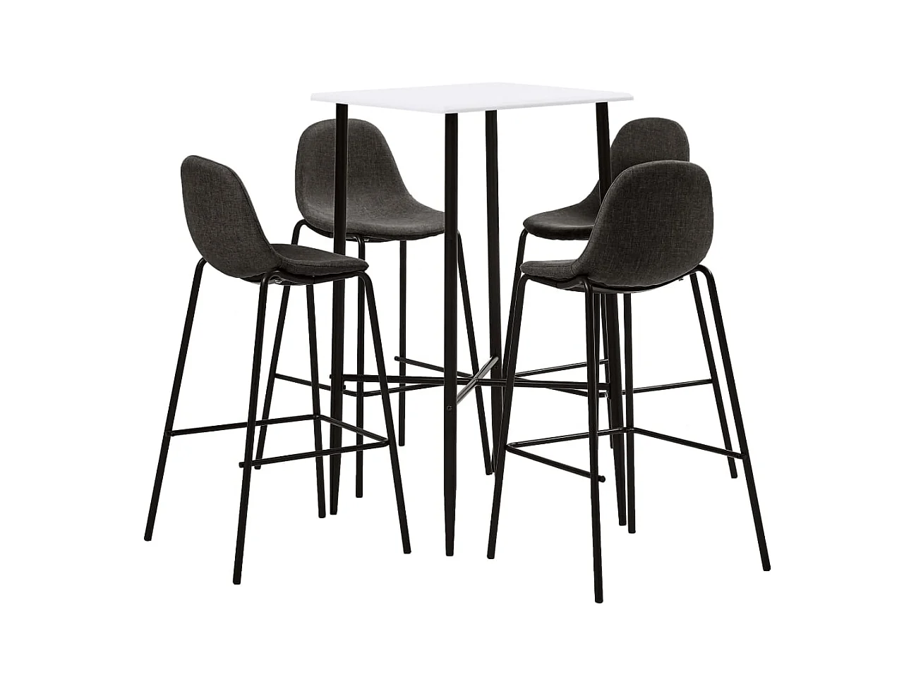 Juego de bar de 5 piezas, tela gris oscuro