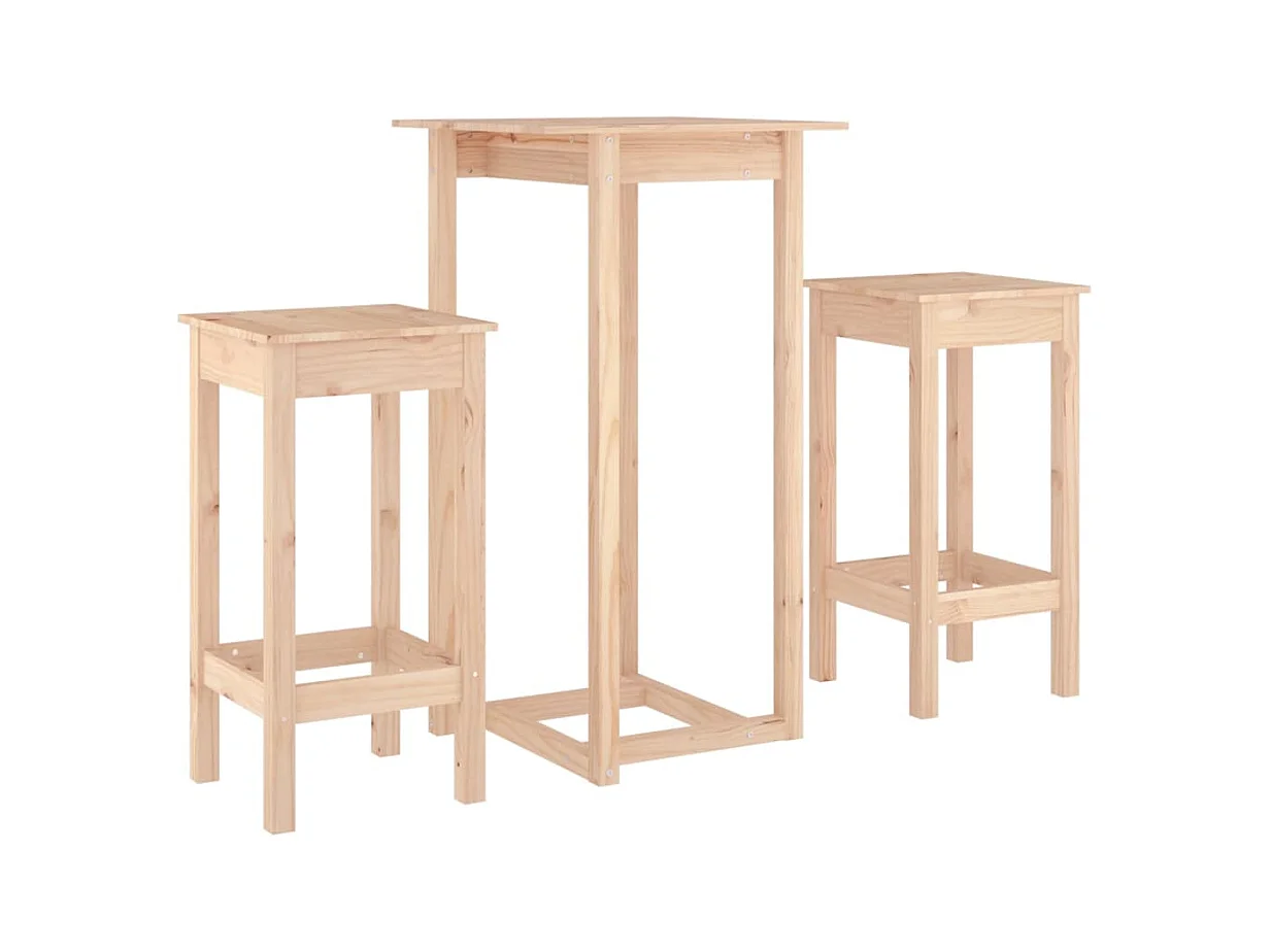 Juego de bar de 3 piezas fabricado en madera maciza de pino