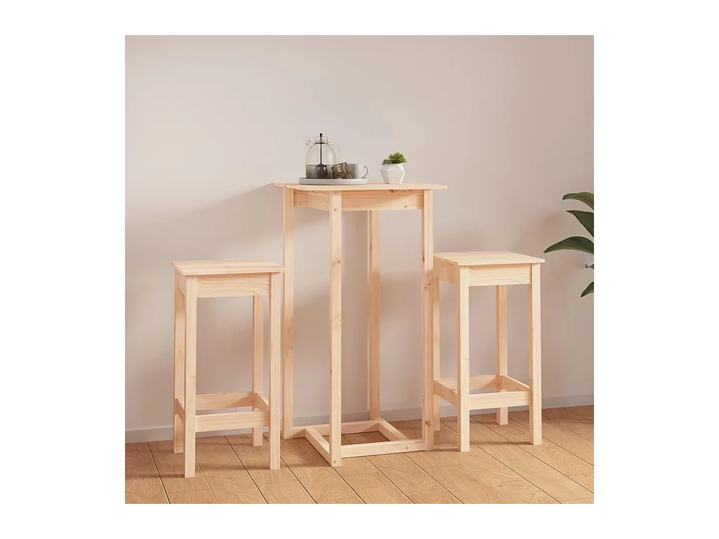 Juego de bar de 3 piezas fabricado en madera maciza de pino