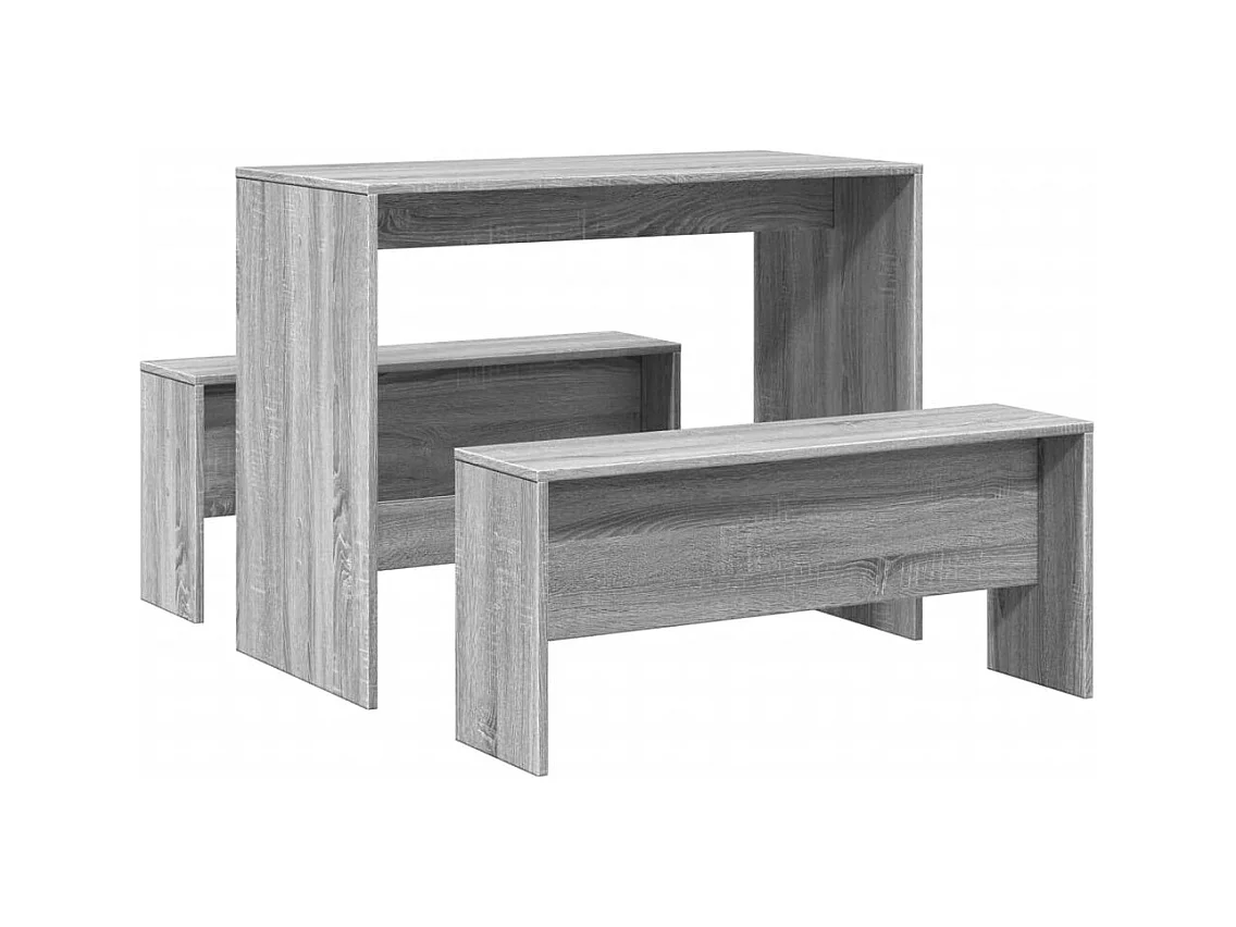 Juego de mesa de comedor y banco de madera de ingeniería de 3 piezas