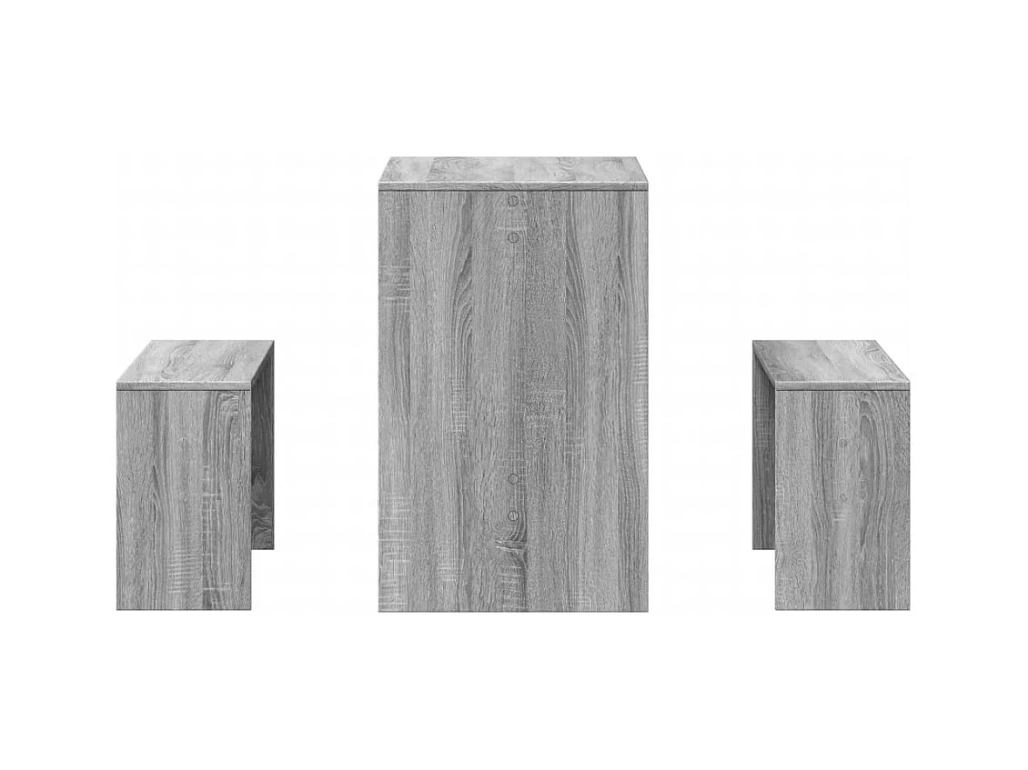 Juego de mesa de comedor y banco de madera de ingeniería de 3 piezas