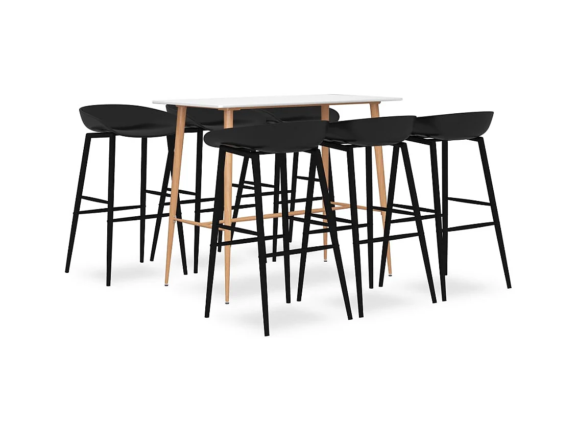 7-delige barset, wit en zwart