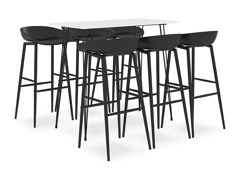 Juego de bar de 7 piezas, blanco y negro