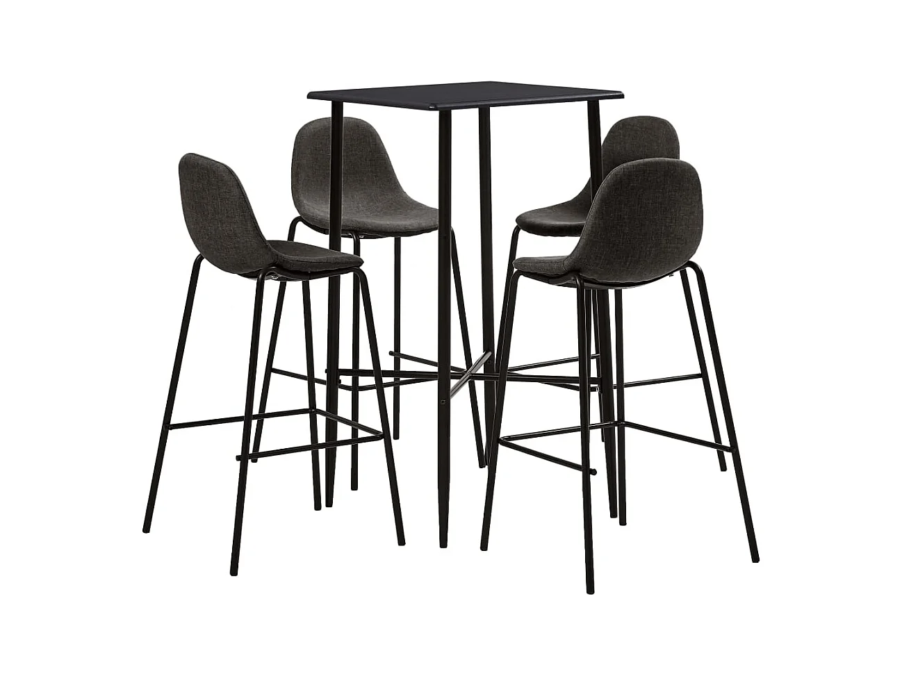 Juego de bar de 5 piezas, tela gris oscuro