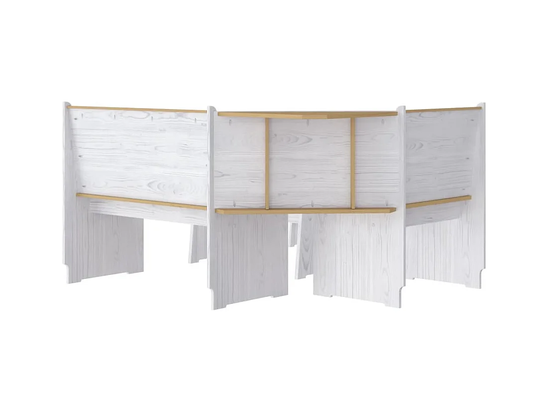 Juego de comedor REINE de 3 piezas en madera maciza de pino color marrón miel y blanco