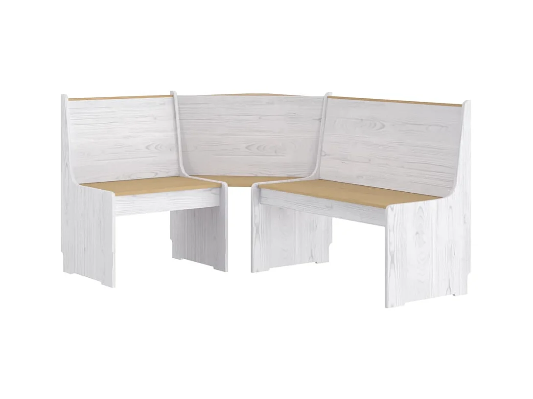 Juego de comedor REINE de 3 piezas en madera maciza de pino color marrón miel y blanco