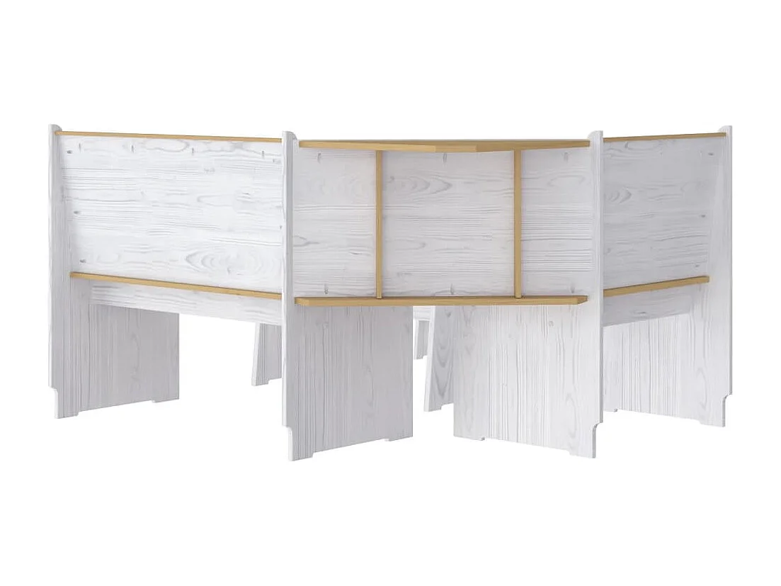 Set da pranzo REINE 3 pezzi in legno massello di pino bianco marrone miele